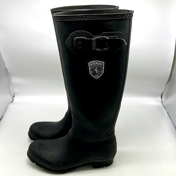 Kamik - Jennifer Black Recycled Rubber Waterproof Tall Rain Boots Size 6 - Picture 1 of 15